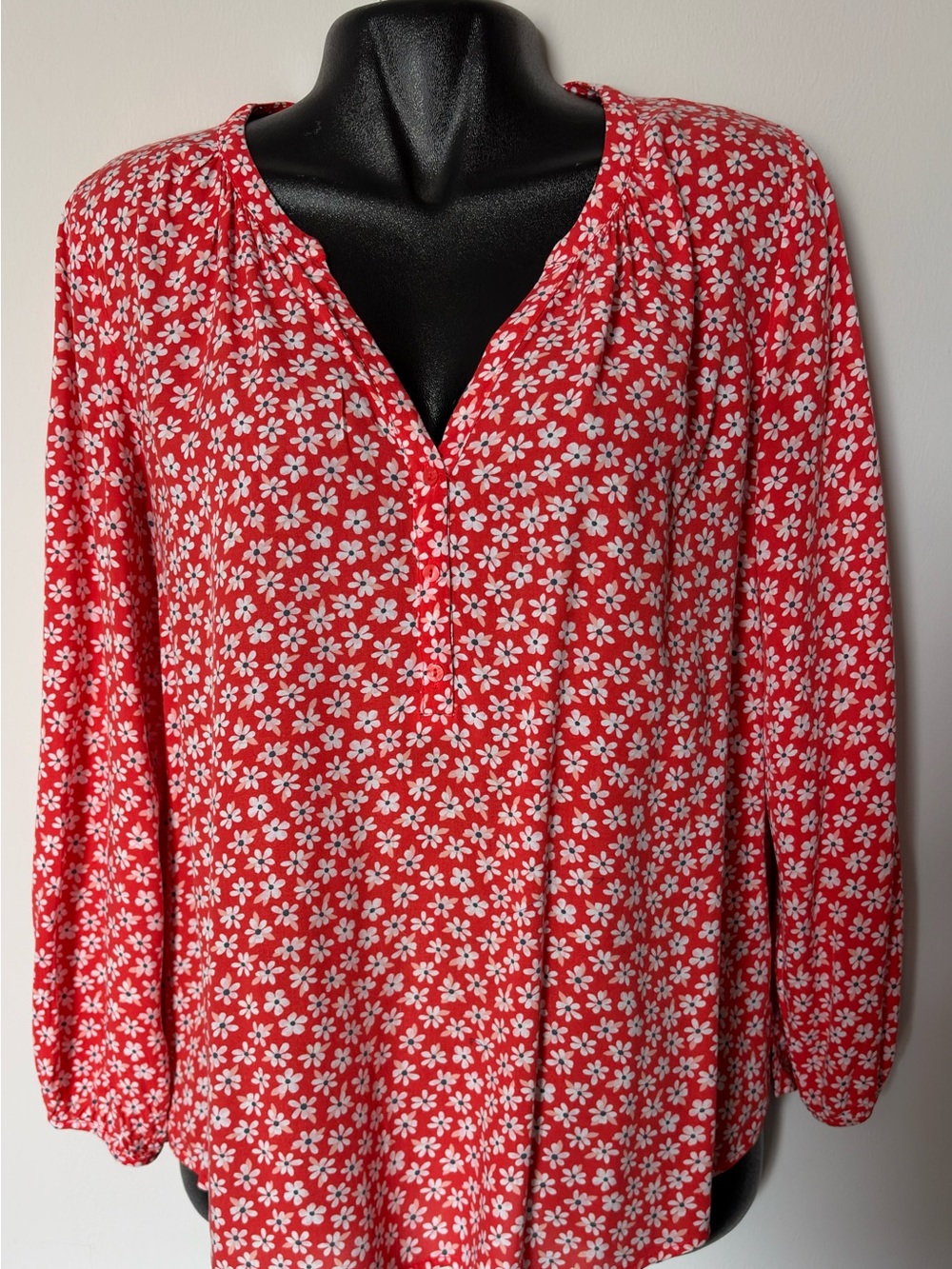 Old Navy Red Floral Peasant Blouse